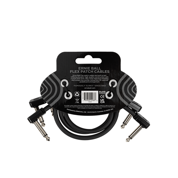 ERNIE BALL P06445 Flex Patch 12in- Cable -Black 3 Pack